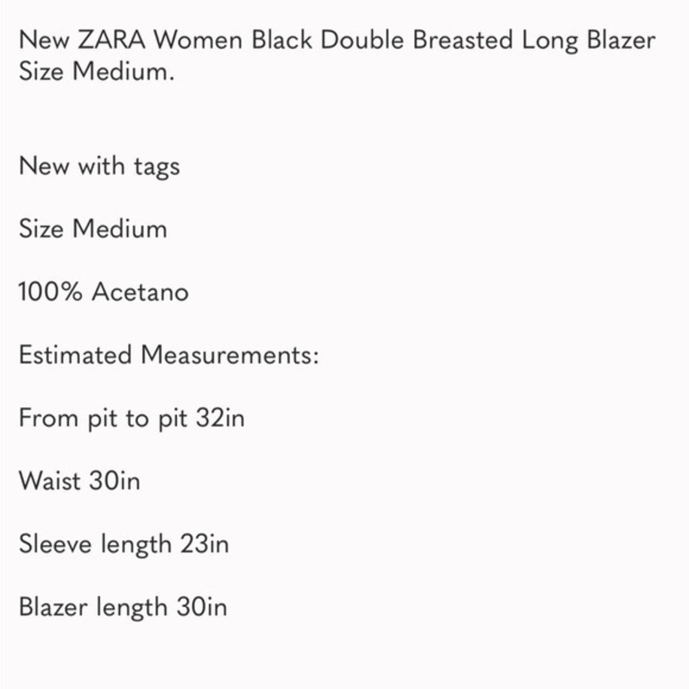 ZARA Double Breasted long Black Blazer 8246/642 - Picture 15 of 16
